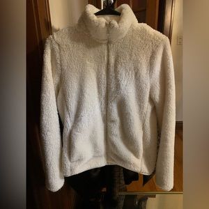 Fluffy cream zippered sweater